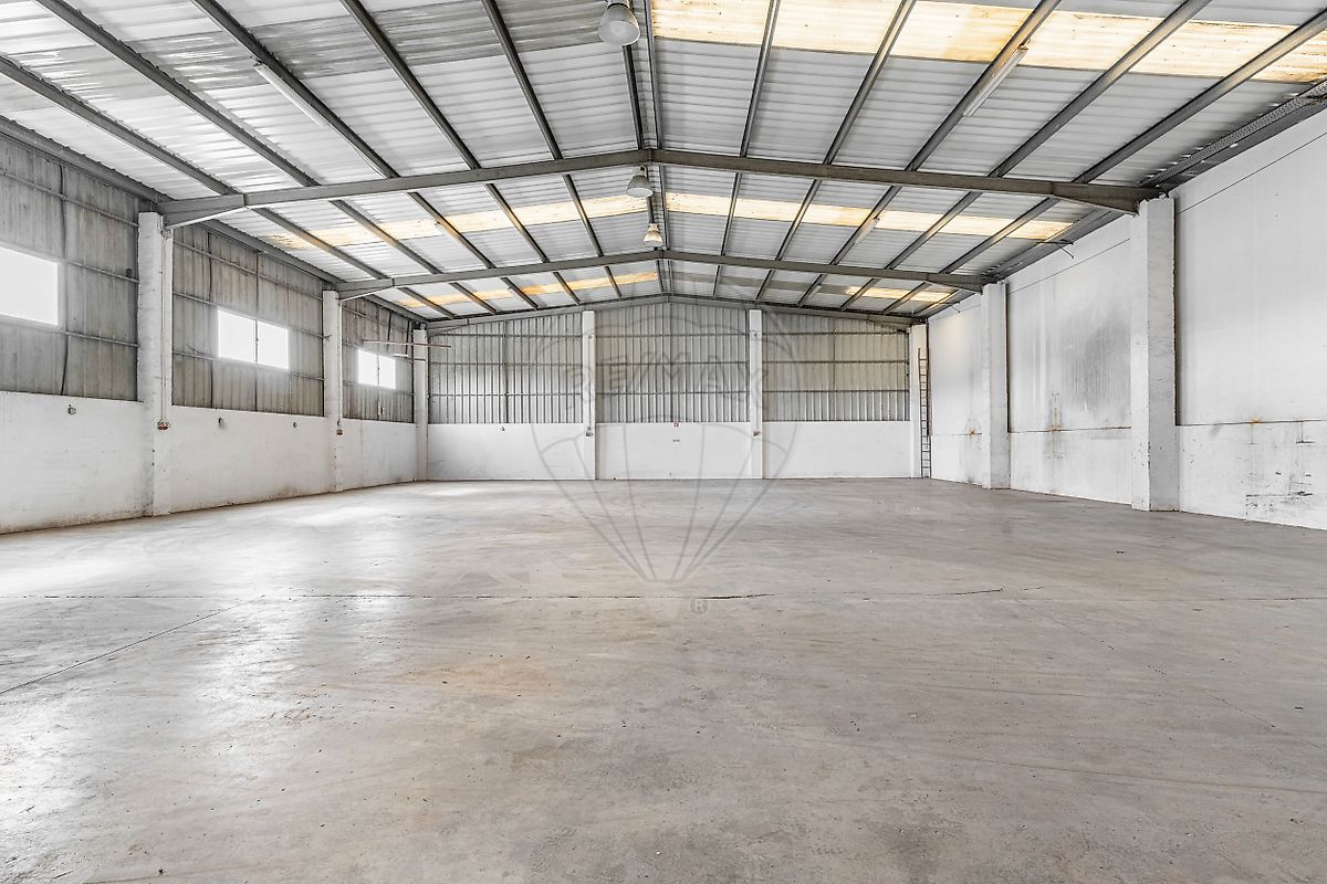 Nave interior ampla de pavilhão industrial em Famalicão com excelente pé-direito e iluminação natural claraboias